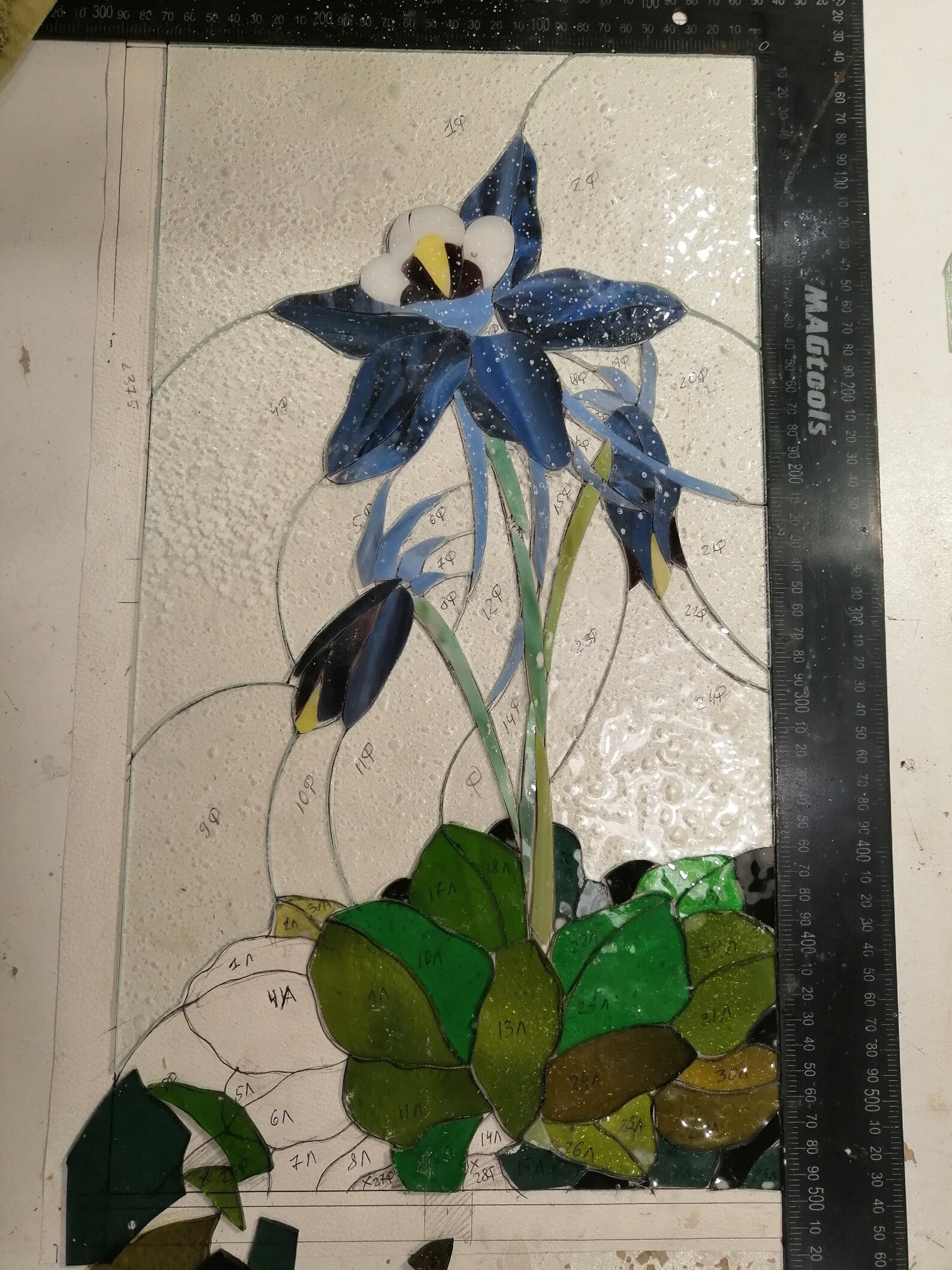 Aquilegia Columbine Flower Stained Glass Panel Suncatcher Etsy