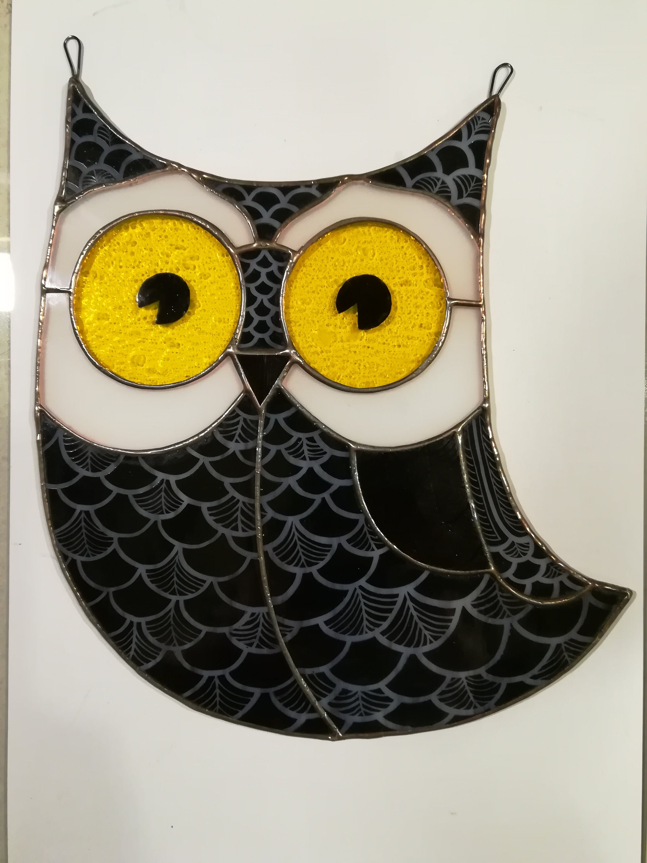 Owl Stained Glass Window Hanging Home Decor Suncatcher Etsy