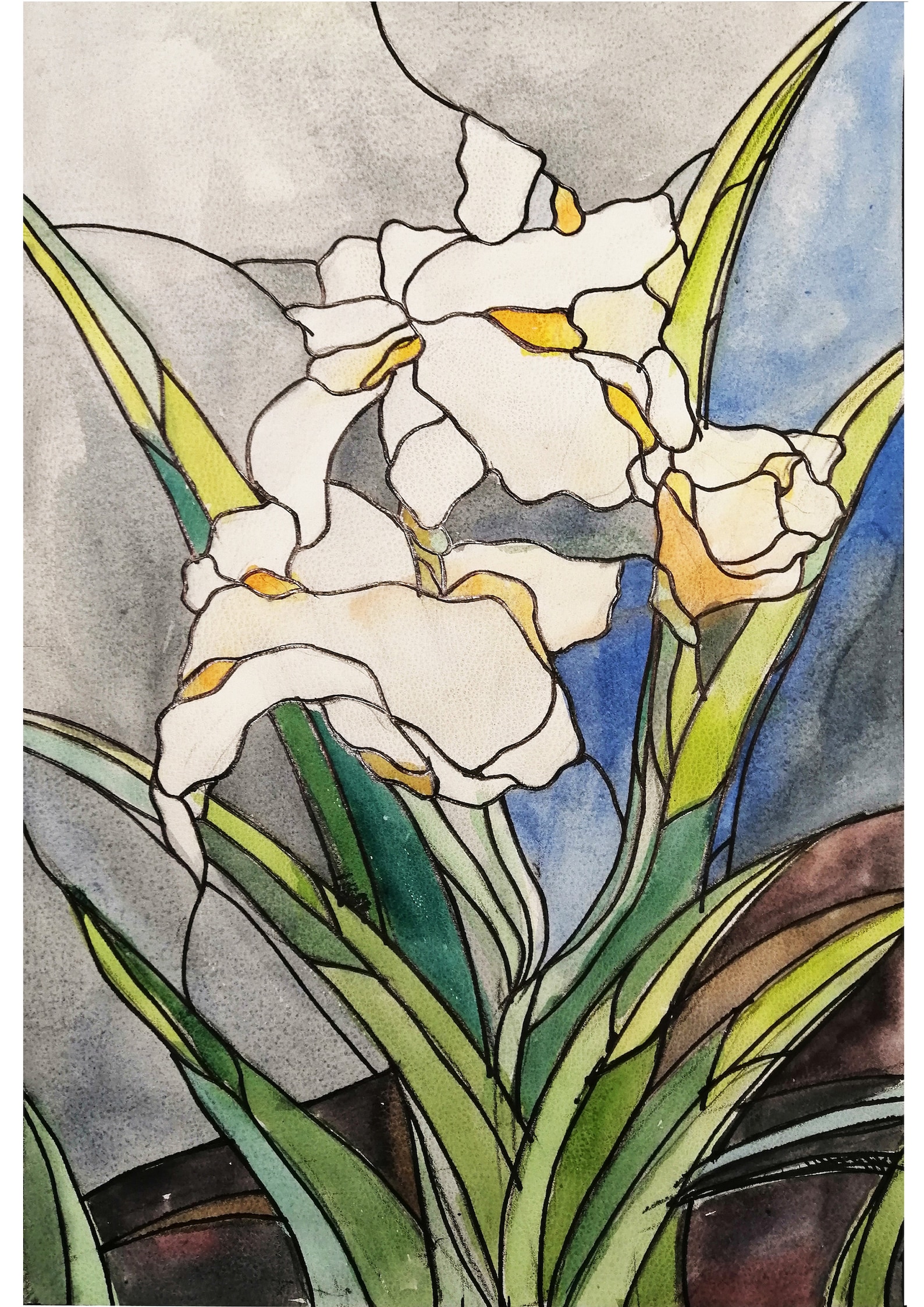 Iris Flower Stained Glass Digital Pdf Pattern Etsy