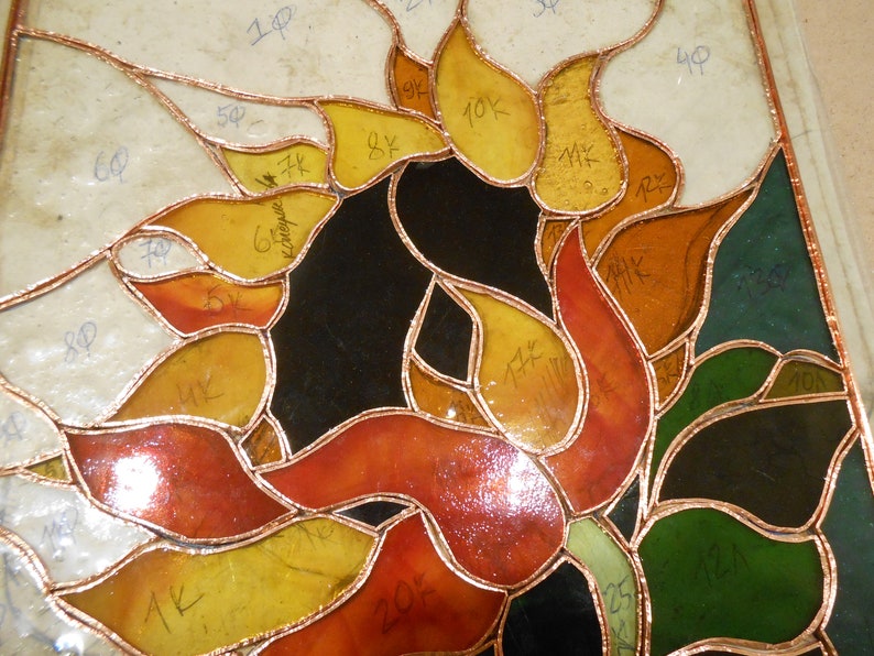 Sunflower Stained Glass Panel Suncatcher Etsy