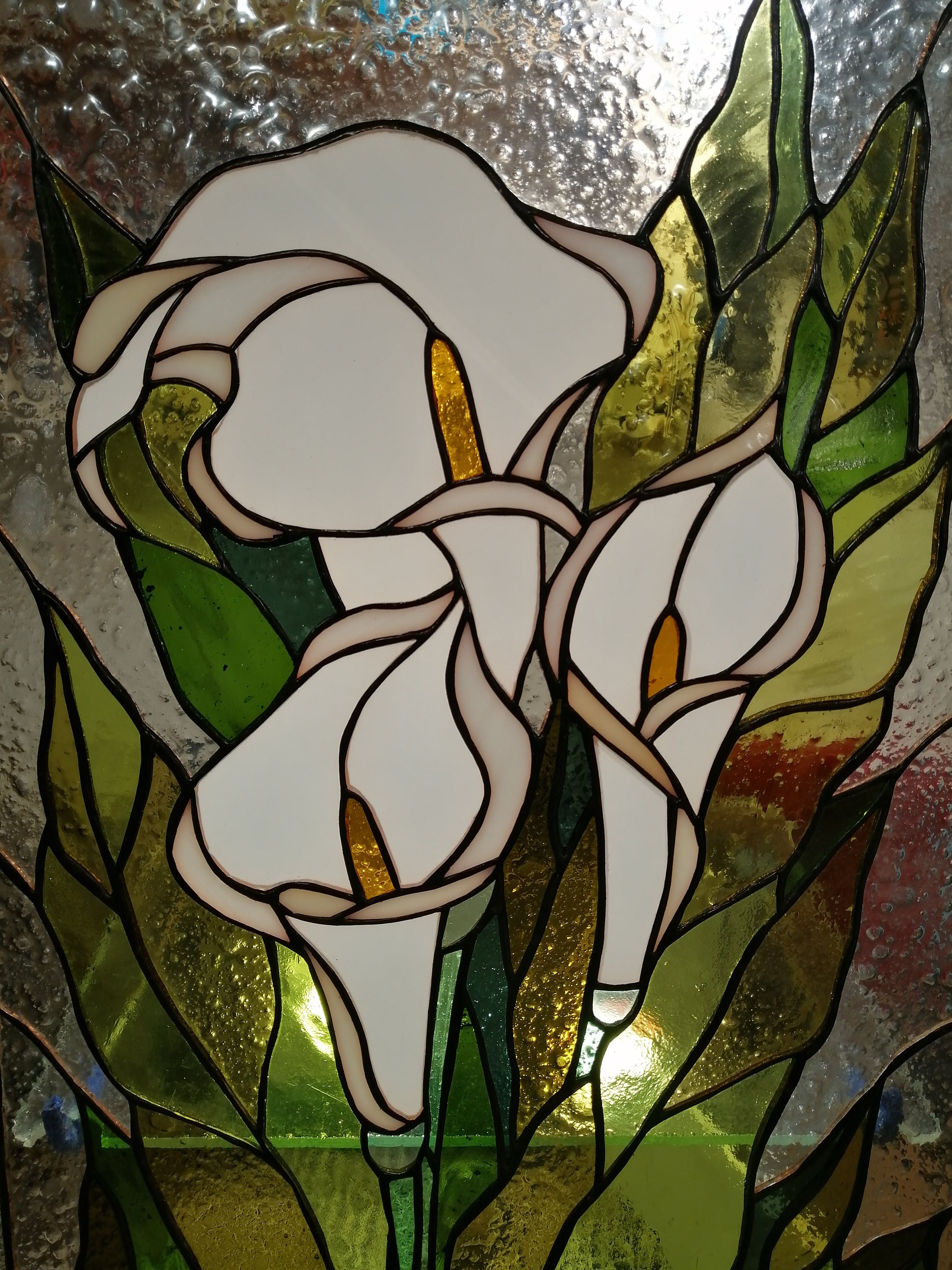 Calla Lily Stained Glass Calla Lily Bouquet for Vase Stained Glass Flower  With Stems 