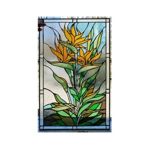 Bird of Paradise Flower Strelizia Stained Glass Panel Suncatcher Home decor