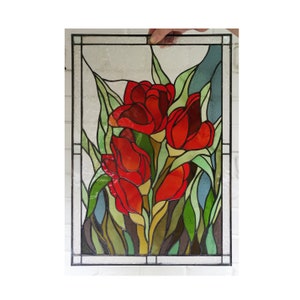 Tulip Flower Stained Glass Panel Suncatcher