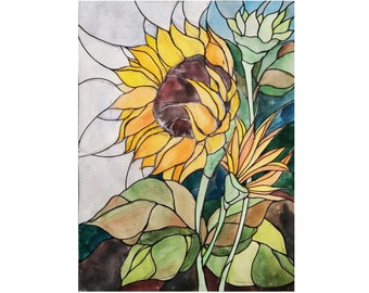 Sunflower stained glass digital pdf pattern