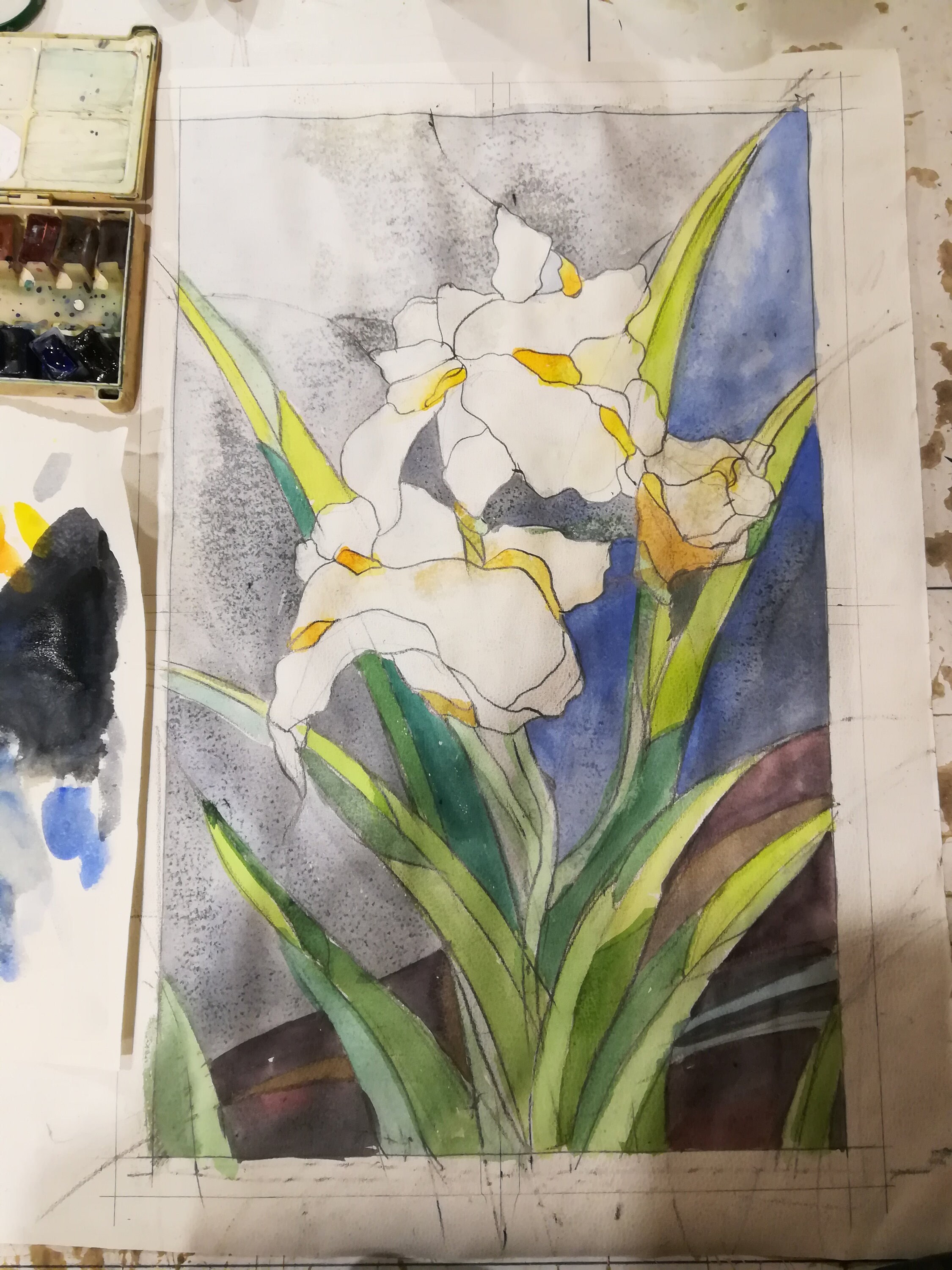 Iris Flower Stained Glass Digital Pdf Pattern Etsy