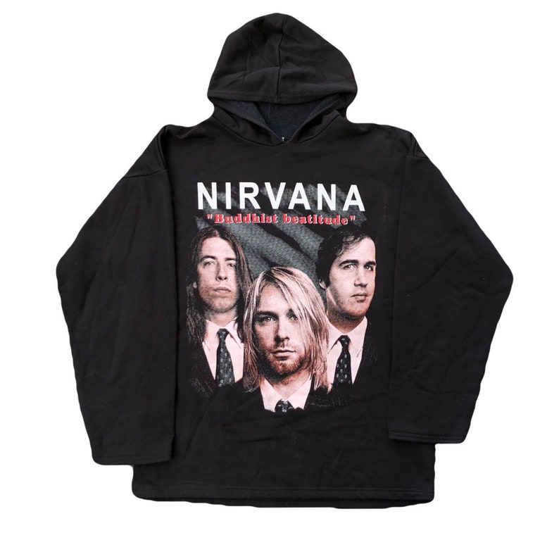 MEGA RARE 90\u2019s Nirvana Italian hoodie Kurt Cobain Fear Of God Metallica Brockum Rap