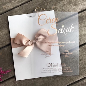 Transparent Wedding Invitation With Bow