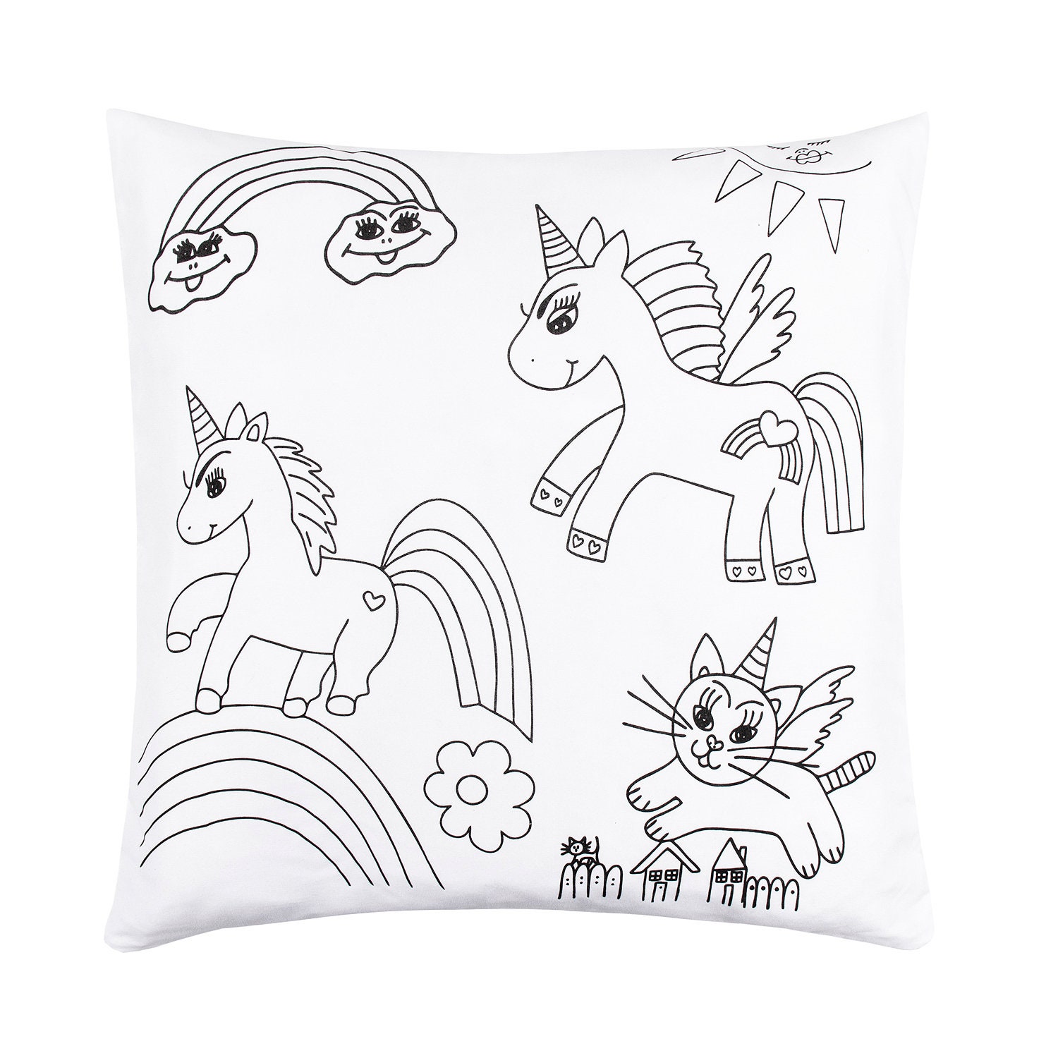 2 sided coloring pillow . coloring cushion . Unicorns | Etsy