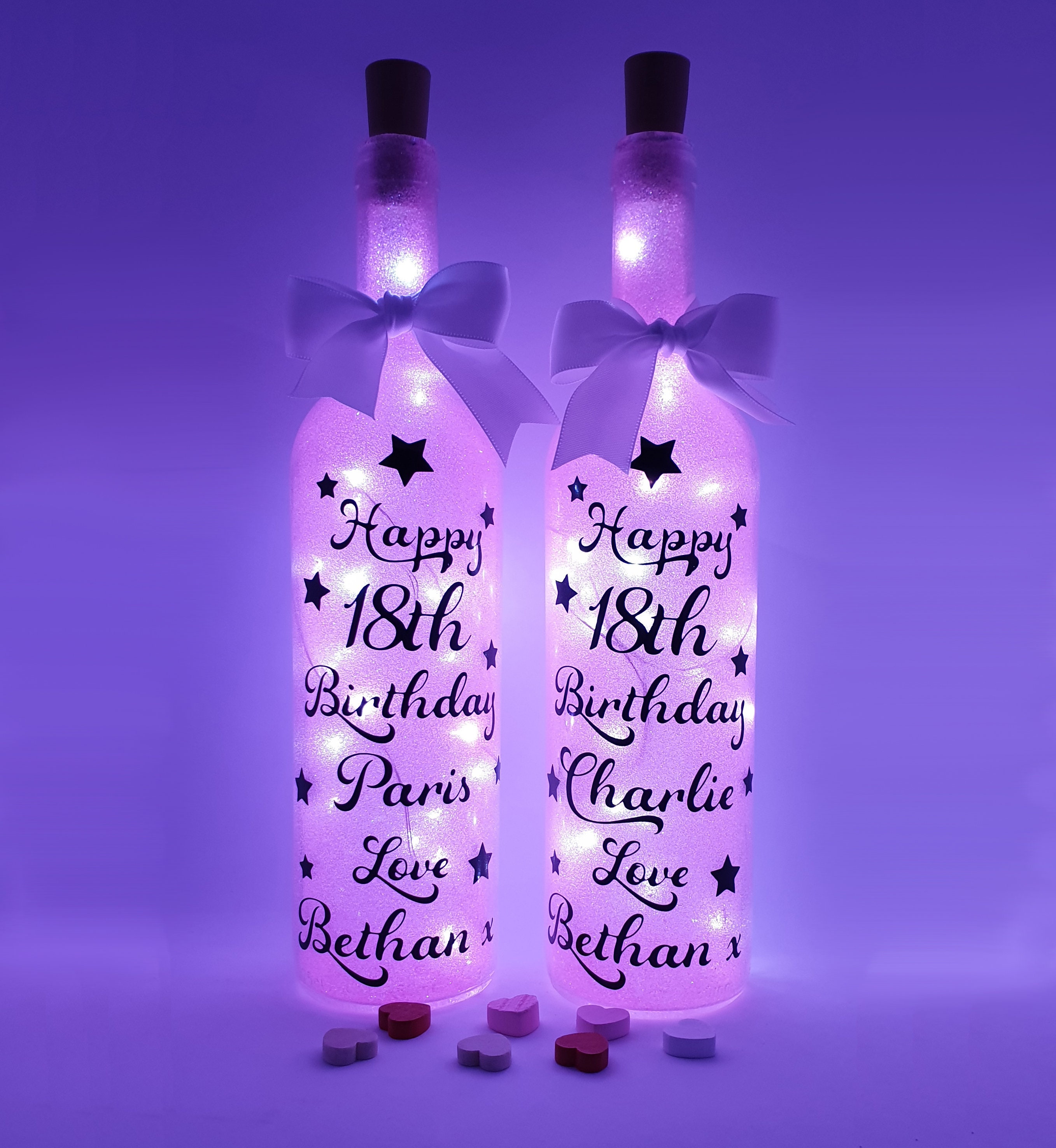 Personalised Light Up Bottle Gift for her Glitter Bottled Etsy