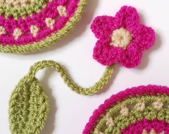 Crochet Circular Coaster and Flower Bookmark - PDF Crochet Pattern Written in English with UK crochet terms