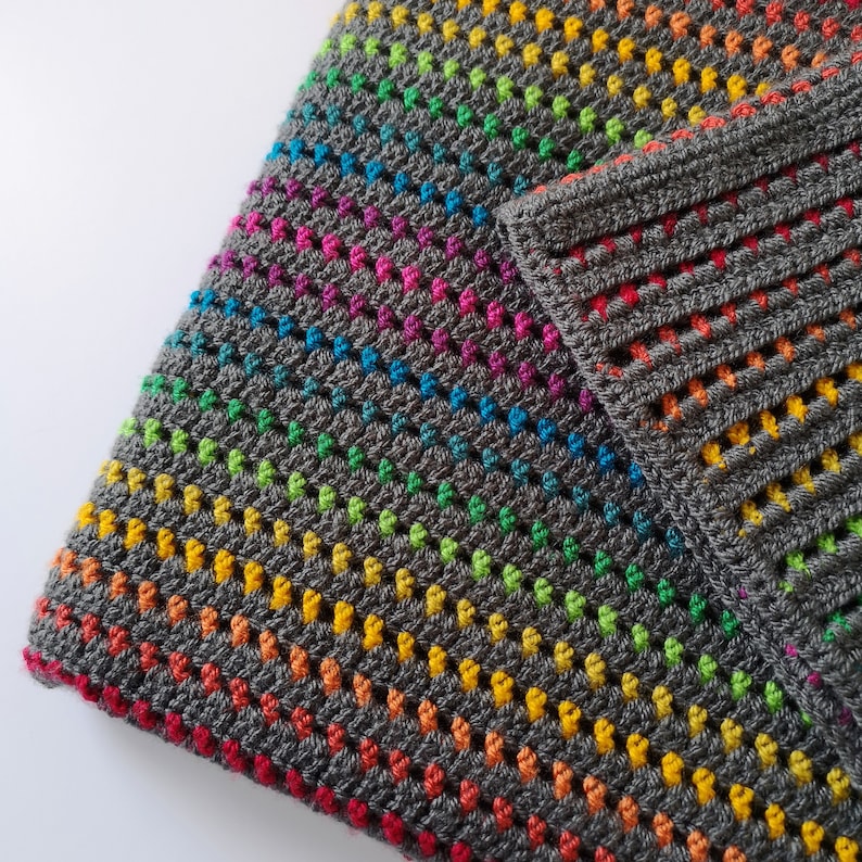 Rainbow Through the Storm Crochet Blanket Pattern (PDF digital download) -- Written in English with UK crochet terms 