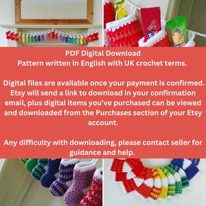 Mini Stocking Crochet Pattern Christmas Advent Garland Christmas Stocking Decoration PDF Written in English with UK crochet terms image 7