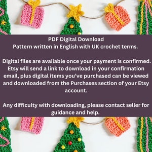 Christmas Tree and Presents Garland Crochet Pattern PDF digital download written in English with UK crochet terms image 5