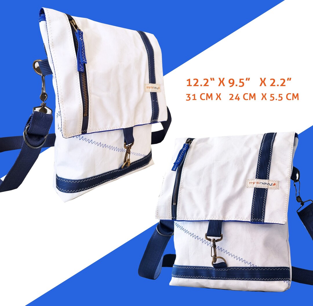White Recycled Sailcloth Messenger Bag Waterproof Crossbody Etsy