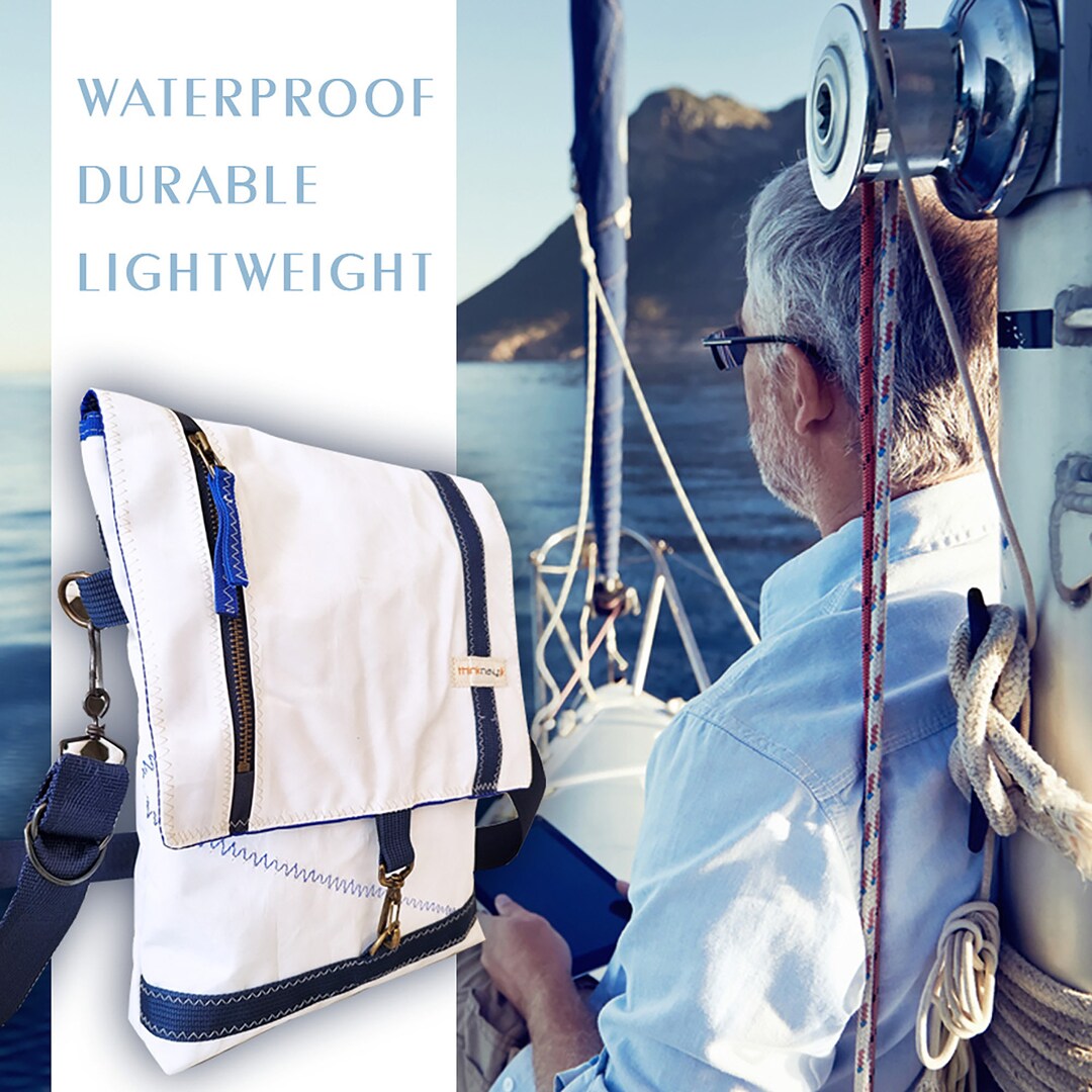White Recycled Sailcloth Messenger Bag Waterproof Crossbody Etsy UK