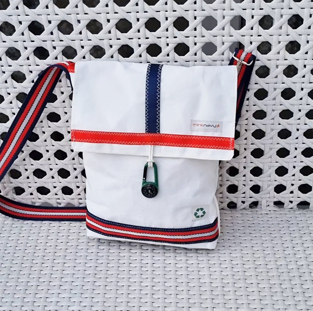 White Sailcloth Messenger Bag Waterproof Crossbody Shoulder Etsy