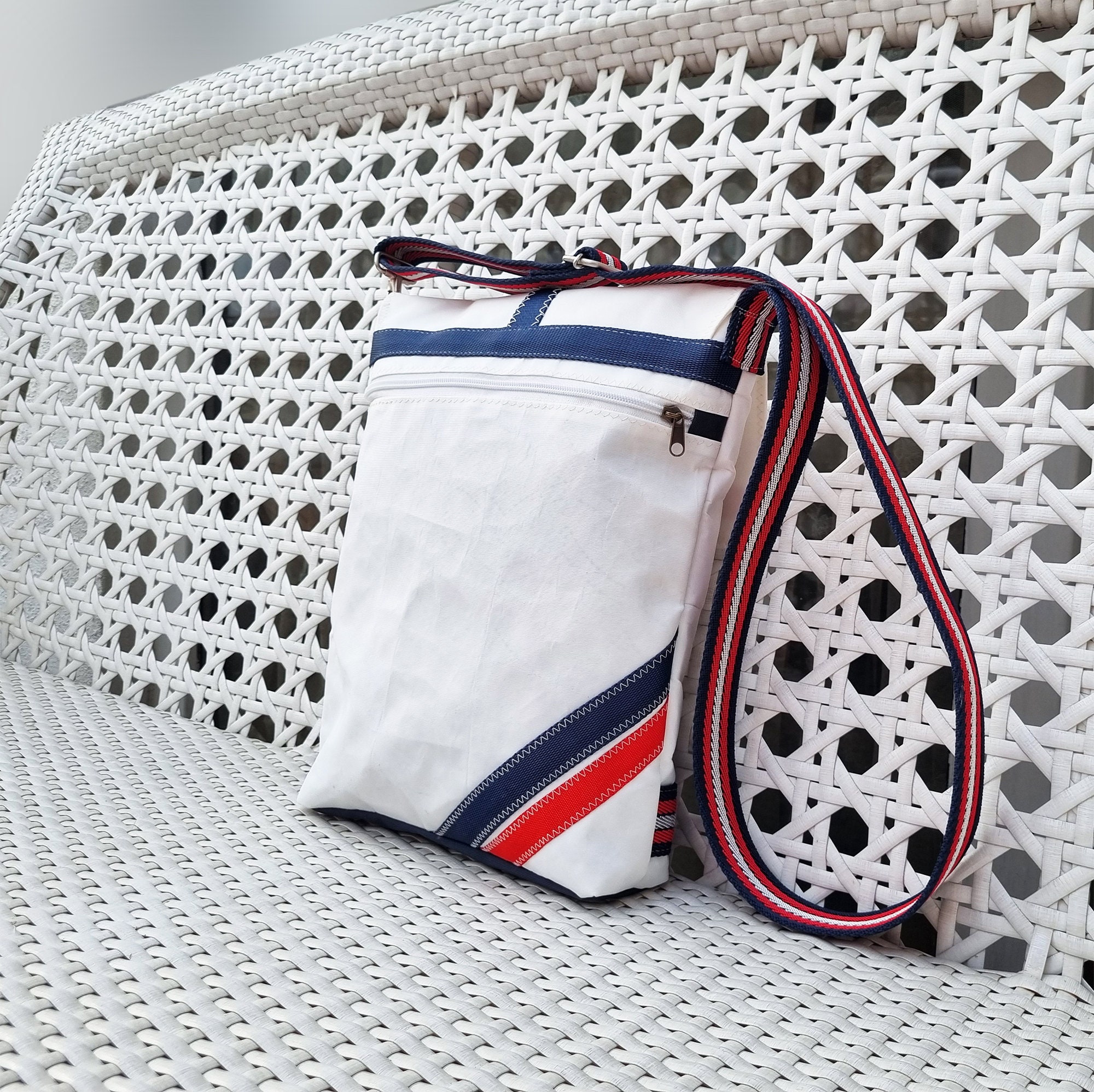 White Sailcloth Messenger Bag Waterproof Crossbody Shoulder Etsy