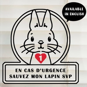 Rabbit vinyl sticker, door window sticker, waterproof decal, alert sticker, emergency, firefighter, quebec, canada