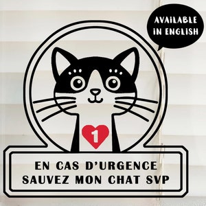 Cat vinyl sticker, door window sticker, waterproof decal, alert sticker, emergency, firefighter, quebec, canada