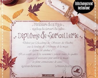 Wizard's diploma (DIGITAL FILE), ministry of magic, wizard academy, witchcraft, magic, instant download, PDF