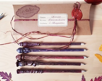 Wands pencils for sorcerer and sealed envelope, sorcerer's apprentice gift, handmade, surprise pouch