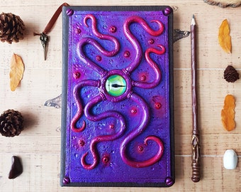 Worm Grimoire, handmade for lovers of fantastic creatures and witchcraft, unique model