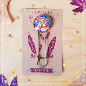 Brooch, clips, hair accessories, cabochons, Japanese paper, origami, washi, yuzen, flowers, woman, handmade, gift, Quebec, Canada