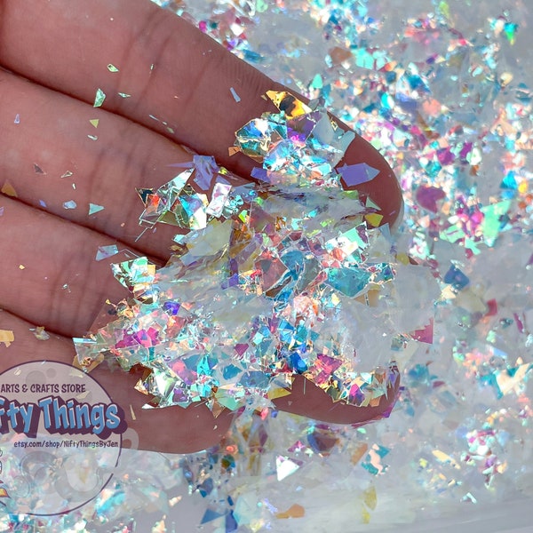 Iridescent Flakes, Slime, Nail Art, Craft Supplies, Holographic Clear Film, Non-Edible, Tumbler Making, Cute Trend, Resin, Confetti, Filler