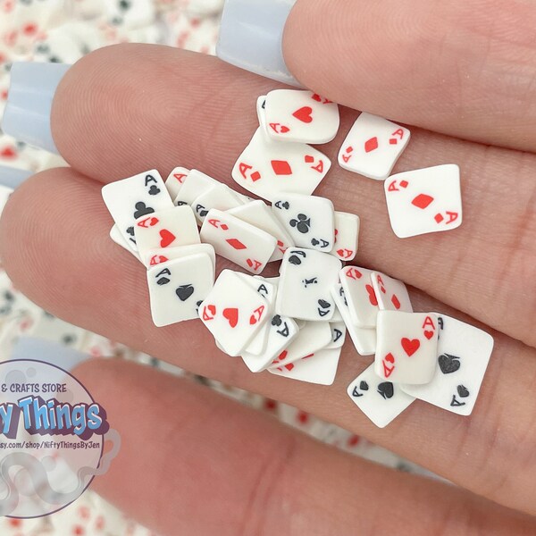 Play Card, Ace, Polymer Clay Slices, Slime, Craft Supplies, Faux Sprinkles, Non-Edible, Tumbler Making, Nail Art, Confetti, 5MM size