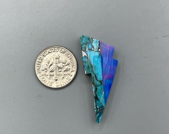 Kingman Turquoise/aurora Opal  lightning bolt Cabochon