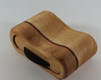 Wooden Jewelry Box - "Minia-1" made of Solid Wood for your Precious Jewelry. Bandsaw Box as a Rustic Home Decor.