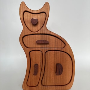 Wooden Jewelry Box - &quot;Angora Cat&quot;  made of Solid Wood for your Precious Jewelry. Bandsaw Box as a Rustic Home Decor.
