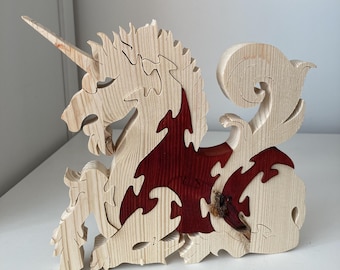Wooden StandingPuzzle - Unicorn. Handmade Wood Puzzle as a Home Decor and a Toy for Your Children.