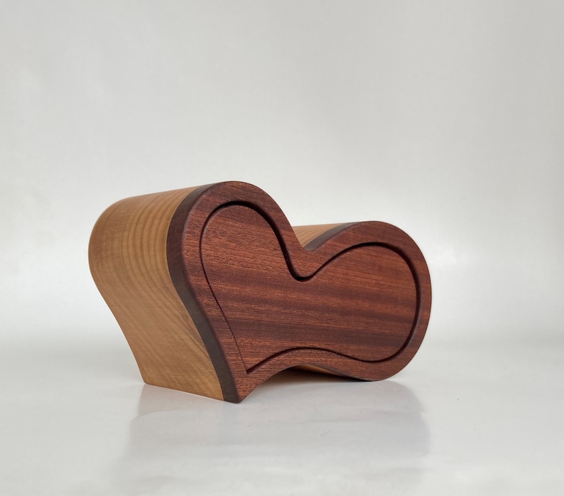 Wooden Jewelry Box heart Made of Solid Wood for Etsy