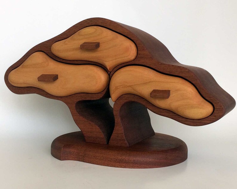 Wooden Jewelry Box Bonsai Tree made of Solid Etsy