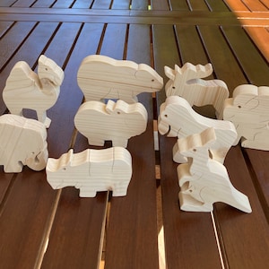 Wooden Animal Figures Toy Set -  &quot;My Favorite Animals-2&quot;. 9 Wooden Toys. Natural and Handmade Gift for your Children.