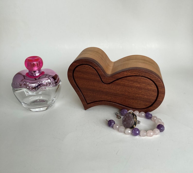 Wooden Jewelry Box heart Made of Solid Wood for Etsy