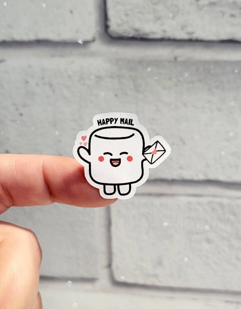 40 Mallow Happy Post Labels, Cute stickers, Happy Post, packing labels, postage stickers image 1