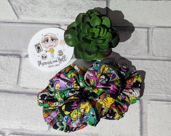 Handmade Hair Scrunchie, In Monster Print