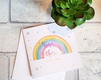 Personalised new baby Rainbow holographic foil card