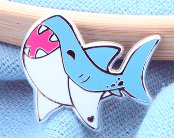 Happy Great White Shark Enamel Pin by Evy Benita