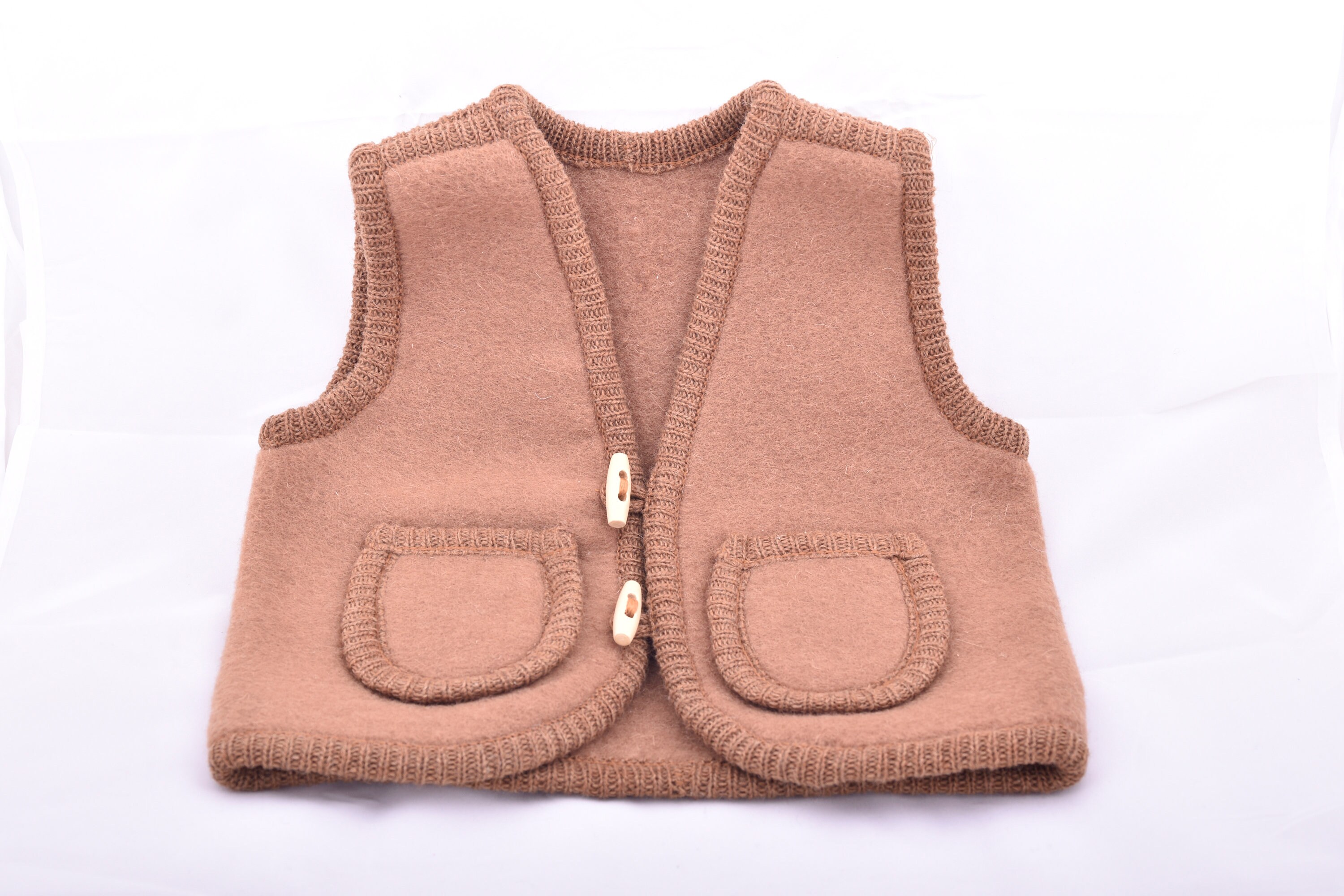 camel wool waistcoat
