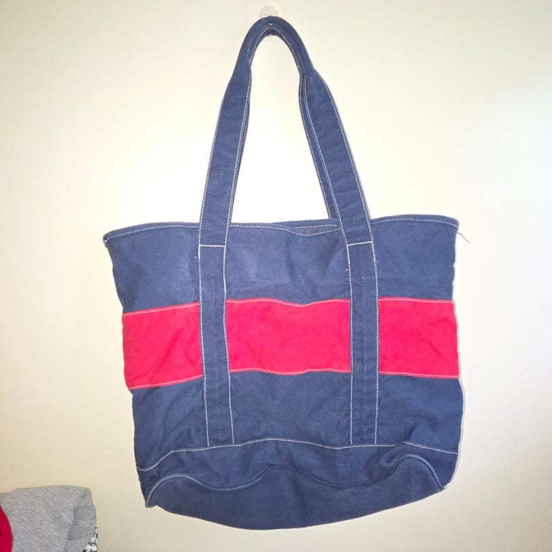 Vtg Disney Cruise Line Navy Blue Red Canvas Tote Bag Mickey Mouse Logo Zippered image 4