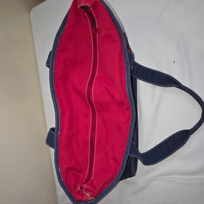 Vtg Disney Cruise Line Navy Blue Red Canvas Tote Bag Mickey Mouse Logo Zippered image 5