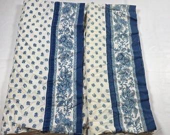 Vtg Set of 2 Ralph Lauren Blue White Floral Cotton Pillow Case Made in USA  NOTE