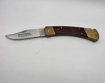Vintage Sears Craftsman 95206 Klapp Lockback Messer Holz Messing USA Made 8,75 in