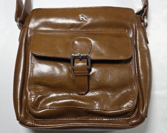 Ashwood Cognac Brown Genuine Leather Crossbody Messenger Bag Adjustable Strap