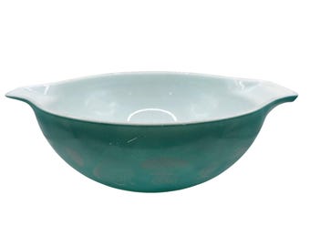 Vtg Pyrex 444 Hot Air Balloons Turquoise Cinderella Mixing Bowl 4 QT 1958 Promo