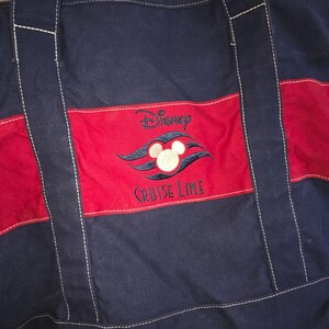 Vtg Disney Cruise Line Navy Blue Red Canvas Tote Bag Mickey Mouse Logo Zippered image 2