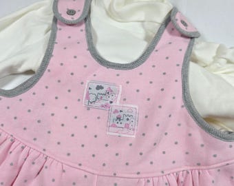 Chemise Lacoste Vintage Pink Polka Dot 2 Piece Set Turtleneck Jumpsuit 18M USA